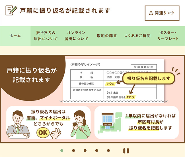 法務省　戸籍に振り仮名が記載されます